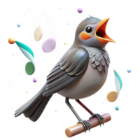 vibrant rustic Grassland Bird Singing on Branch Isolated on Transparent Background detailed png