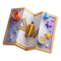 stunning artistic Open Map with Compass and Ruler Transparent Background Cutout exclusive png