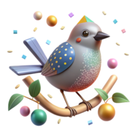 beautiful classic Grassland Bird on Branch Isolated on Transparent Background premium png
