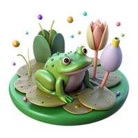 extraordinary contemporary Lily Pad and Frog Isolated on Transparent Background genuine png