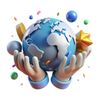 beautiful artistic Preservation Symbol Globe and Hands Transparent Background authentic png