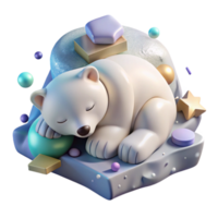 extraordinary traditional Polar Bear Cub Sleeping on Ice Isolated Element premium png