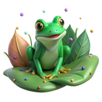 magnificent rustic Green Frog Sitting on Leaf Cutout Image high resolution png