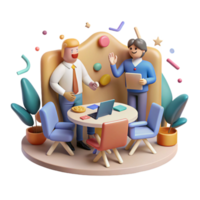 serene minimalist Realistic View Teamwork Meeting Cutout with Transparent Background exclusive png