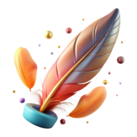 wonderful artistic Phoenix Feather Floating Isolated Element with Warm Lighting original png