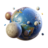 beautiful abstract Planet Earth and Moon Isolated on Transparent Background premium png