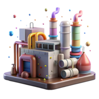 vibrant rustic Industrial Factory with Pollution Control Equipment Isolated Element high resolution png