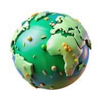 extraordinary traditional Green Globe with Continents Transparent Background authentic png