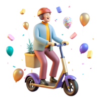 serene traditional Person Riding Electric Scooter Side View Transparent Background high resolution png
