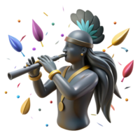 serene vintage Native American Flute Player Silhouette Transparent Background authentic png