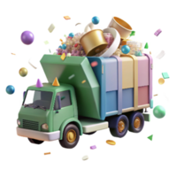 vibrant rustic Recycling Truck Collecting Waste Cutout original png