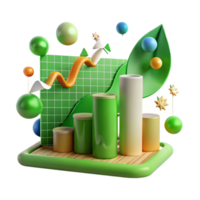 dramatic abstract Green Energy Chart Upward Trend Transparent Background with Grid genuine png