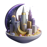 stunning classic Nighttime City Skyline with Colorful Lights Isolated Element authentic png
