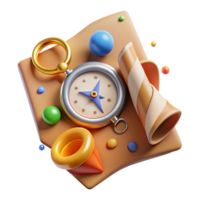 wonderful creative Map and Compass Adventure Theme Transparent Element detailed png