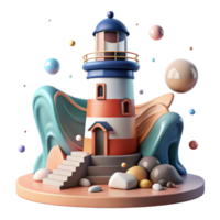 serene rustic Historic Lighthouse Coastal Scene Cutout with Beams high quality png