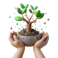 serene creative Hands Planting Tree Sapling Cutout high quality png