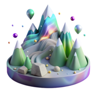 impressive artistic Mountain Scene with Northern Lights Transparent Element authentic png