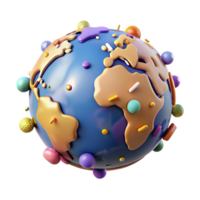 vibrant minimalist Globe with Illuminated Continents Isolated png