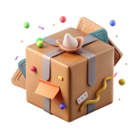 beautiful rustic Printed Cardboard Box with Label Transparent Background png