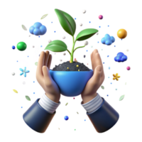 serene artistic Hands Holding Sapling Against Blue Sky Cutout authentic png