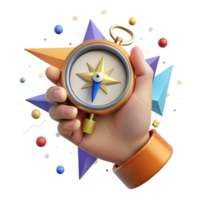 serene modern Hand Holding Compass Isolated Element detailed png
