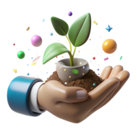 serene minimalist Hand Holding Sprout Emerging From Soil Cutout png