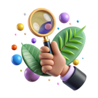 serene minimalist Hand Holding Magnifying Glass Over Map Isolated high resolution png