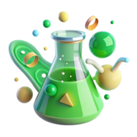 serene creative Laboratory Beaker with Green Liquid Cutout original png