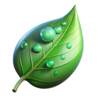 beautiful artistic Green Leaf with Raindrops Macro View Transparent Element exclusive png