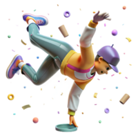 beautiful rustic Hip Hop Dancer with Handstand Isolated Transparent Background png