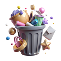 wonderful vintage Recycle Bin Overflowing with Plastic Transparent Background high resolution png