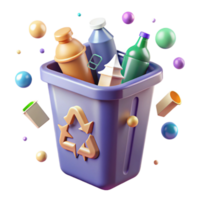 wonderful artistic Recycle Bin Overflowing with Plastic Transparent Background genuine png