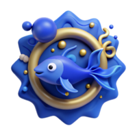 beautiful classic Marine Life Conservation Symbol Blue Isolated genuine png