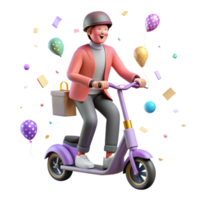 elegant modern Person Riding Electric Scooter Side View Transparent Background detailed png