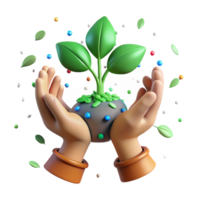 extraordinary rustic Hands Holding Sapling Green Leaves Transparent Background authentic png