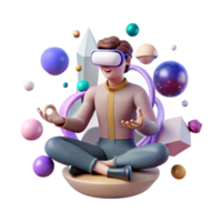 elegant abstract Man Meditating in Virtual Reality Isolated professional png