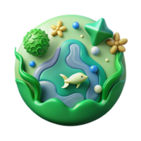 stunning abstract Marine Conservation Efforts Icon Green Isolated Element high resolution png