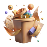 vibrant abstract Recycle Bin with Paper and Cardboard Cutout authentic png