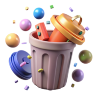 dramatic abstract Recycle Bin with Different Colored Lids Transparent Background high resolution png