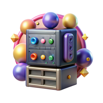 sereno tradicional red servidor estante frente ver aislado elemento alto resolución png