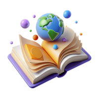 impressive abstract Open Book with World Map Illustration Isolated original png