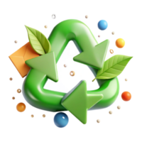 impressive creative Recycling Symbol with Green Arrows Transparent Background genuine png