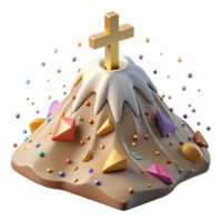serene abstract Mountain Peak with Cross Cutout with Religious Symbol genuine png