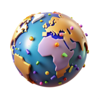 stunning classic Modern Globe Illuminated Continents Transparent Background detailed png