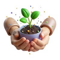 vibrant vintage Hands Holding Seedlings Close Up View Transparent Background authentic png
