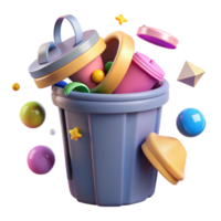 vibrant minimalist Recycle Bin with Different Colored Lids Transparent Background png