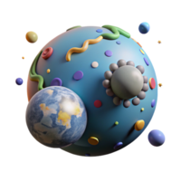 vibrant artistic Planet Earth and Moon Isolated on Transparent Background professional png
