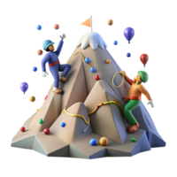 beautiful rustic Mountain Peak with Climbers Isolated with Climbing Figures original png