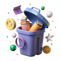 beautiful traditional Recycling Bin with Lid Open Isolated Element premium png