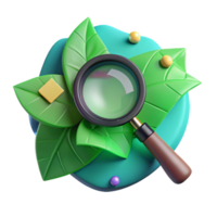 extraordinary creative Magnifying Glass on Green Leaf Cutout Transparent Background high resolution png